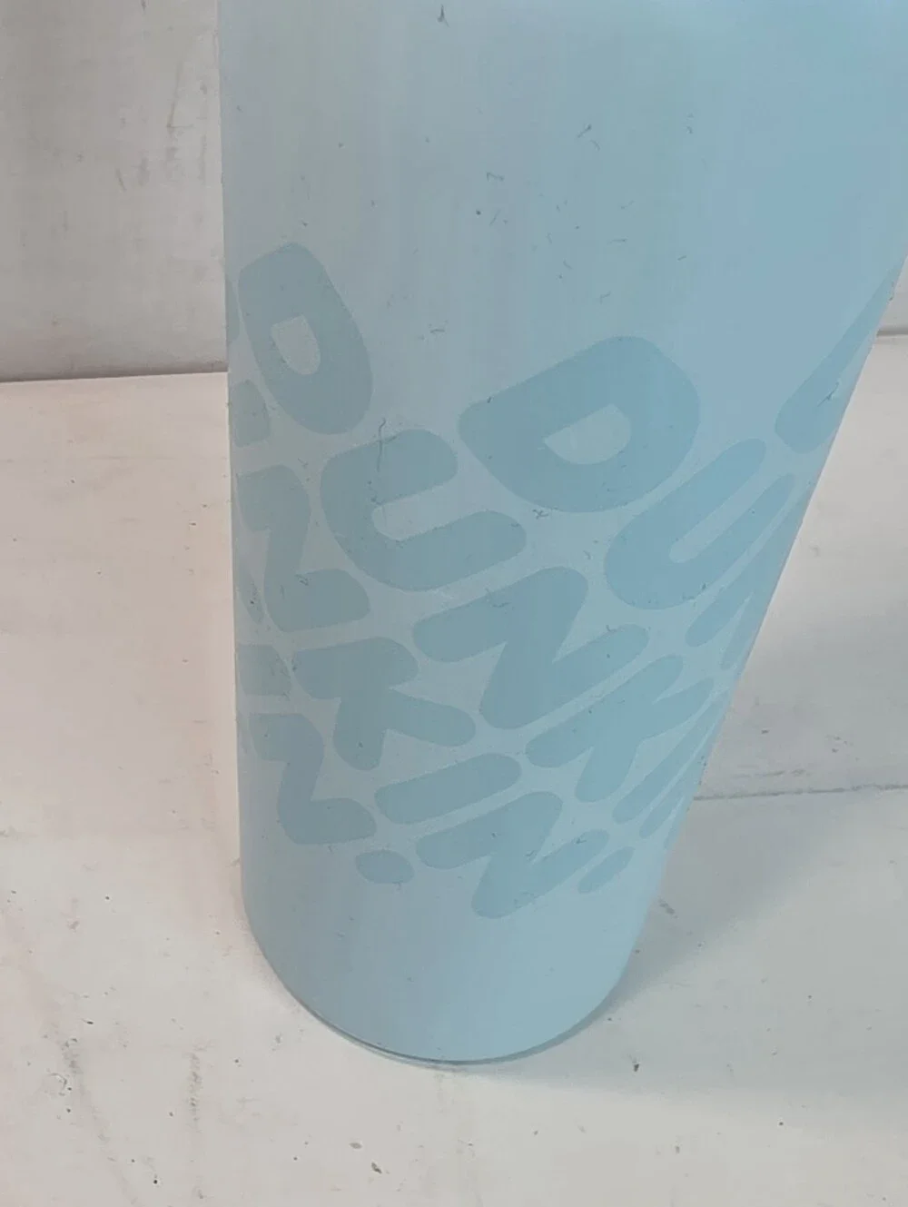 Dunkin' brand 20oz Light Blue Polished/Matte Stainless Steel Sipper Tumbler,